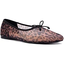 UBWDU Mesh Ballet Flats for Women Round Closed Toe Mary Jane Flats Ballerina Shoes with Bow