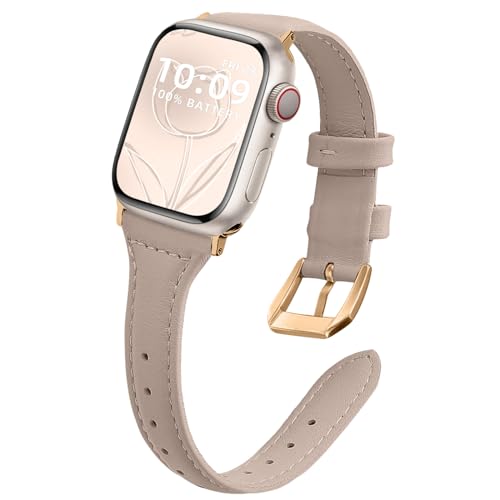 Bracelet Cuir Apple Watch Ultra WoPail abricot mince contre l'inconfort