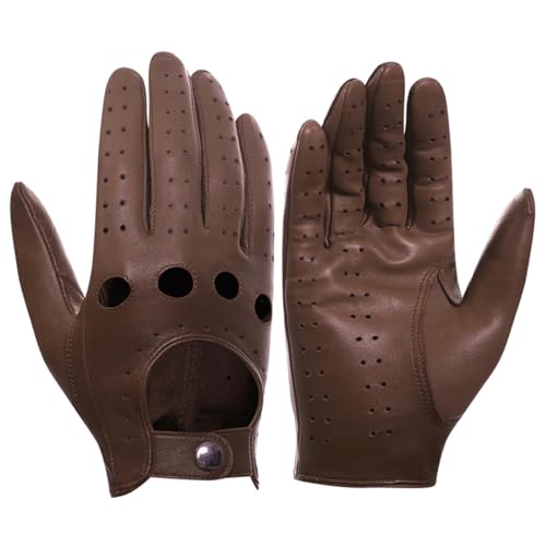 Guantes de conducción de piel de oveja Harssidanzar GM026UK6 para evitar sudor de manos
