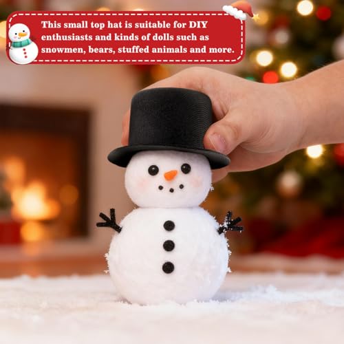 Warmhm 4 StüCk Mini-Zylinder Schwarze Miniatur-PuppenhüTe Bezaubernde Zylindrische Weihnachtszylinder Dekorative Zylindrische SchneemannhüTe Mini-BastelhüTe FüR DIY-PuppenzubehöR