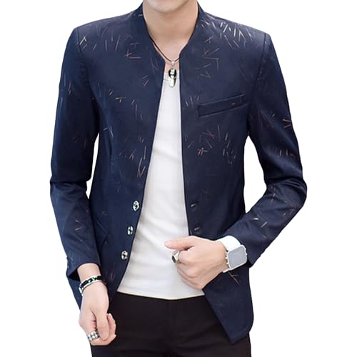 Men's Business Casual Versatile Blazer Printed Single-Breasted Suit Jacket Banquet Sport Coat