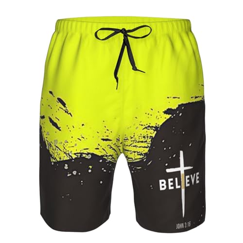 I Believe John 3 16, Christian, Cross Mens Swim Trunks Board Shorts Quick Dry Swim Shorts Beach Shorts with Pockets2