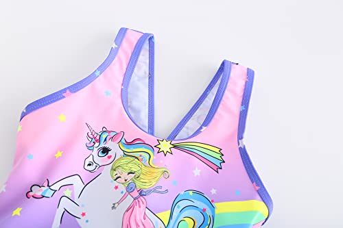 Ruuyiicoco Girls One Piece Unicorn Swimsuit Mermaid Swimwear Rainbow Bathing Suit (5-6 Years, Purple Unicorn) #TOP2