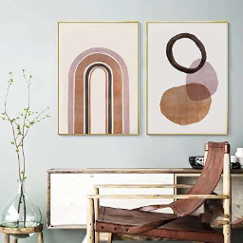 Affiches peintures murales minimalistes salon : art abstrait orange nordique toile 30x40cm