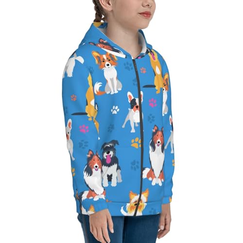 Cute Dogs Kid Hoodies Boys Zip Up Sweatshirts Girls Pullover with Pocket4