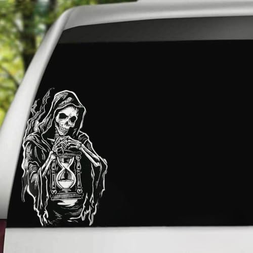 Image of Grim Reaper Holding Hourglass Tattoo Vinyl Bumper Decal Sticker for Windows, Cars, SUVs, Bikes, Laptops, Notebooks etc Waterproof (8 inch Inch)