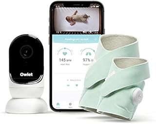 Owlet Monitor Duo Plus - Cam and Smart Sock 3 - Baby Monitor with HD Video Camera - Night Vision and Audio - Track Heart Rate, Oxygen and Sleep Trends (0 - 5 years) - Mint Green