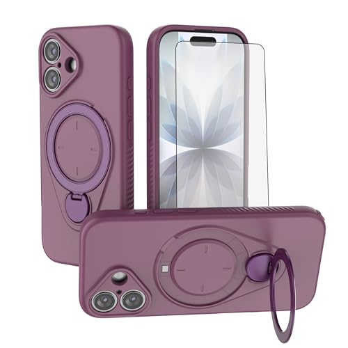 Coque iPhone 17 antichoc avec béquille rotative 360 et protection verre trempé