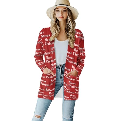 Image of Biyejit Women's Long Sleeve Open Front Cardigan Casual Loose Lightweight Cardigans with Pockets Drape Cardigan