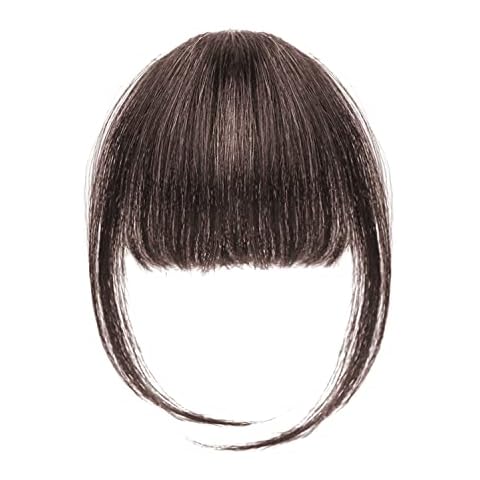 Clip in Fringe, Clip in Bangs for Women Hair Extensions with Temples Hairpieces, Fashion Wispy Bangs Fringe Air Bangs Clip for Daily Wear Y7LHJFP (dark brown) Cover