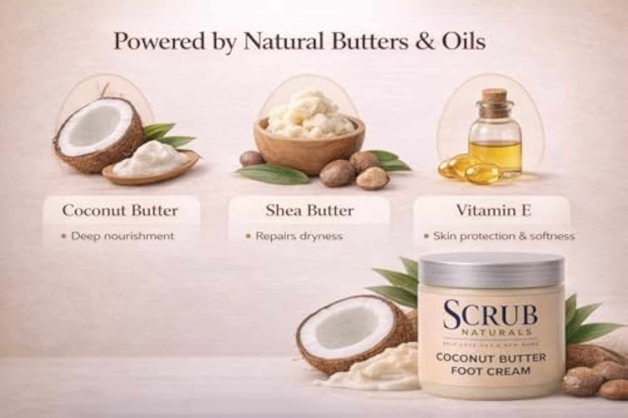 Organic Coconut Butter Foot Cream for Cracked Heels