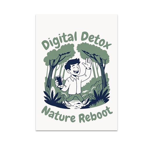 Nature Lover Poster Print - Digital Detox Nature Reboot Art - 13x19 - Modern Eco Living Style