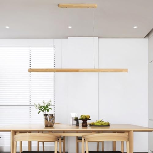 Lámpara colgante de tubo largo de madera para mesa de comedor moderna y cocinas conceptuales 6