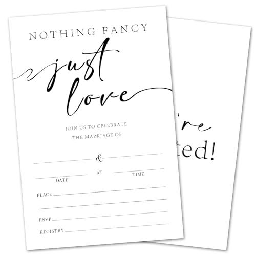 DOIUCRO Nothing Fancy Just Love Invitations, Minimalist Wedding Invite, 25