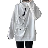 [foveitaa] メンズ パーカー 大きいサイズ 長袖 秋服 トレーナー スウェット カジュアル オシャレ ストリート ファッション 無地 洋服 おしゃれ 韓国 柔らかい ゆったり White-3XL