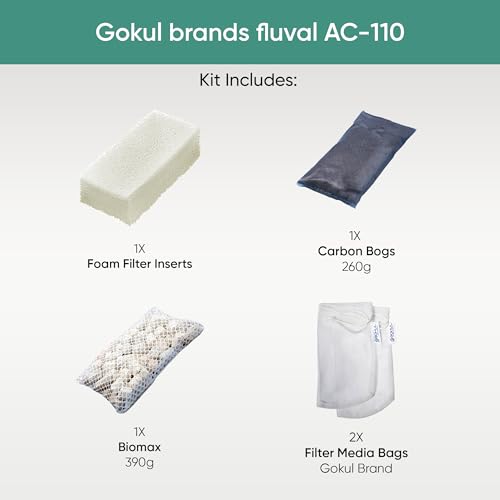 Image of AquaClear 110 HOB Maintenance & Replacement Filter Media Kit, Including Gokul Brands Mesh Bags(AquaClear Activated Carbon, BioMax Media, 110 Foam Insert)