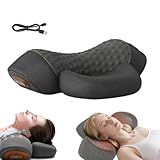 Artuvate Neck Massager - Rechargeable 3 in 1 Massager, Electric Cervical Neck Massage Pillow Hump for Shoulder, Heating & Stress Relieving, Ergonomic Memory Foam Pillow (Classic Gray)