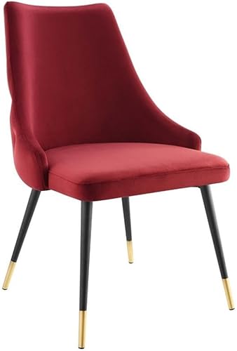 Modway EEI-3907-MAR Adorn - Silla auxiliar de comedor de terciopelo copetudo, color granate