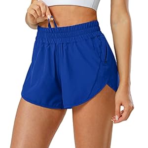 Aurefin Athletic Shorts for Women,Women’s Quick Dry Workout Sports Active Running Track Shorts with Elastic and Zip Pockets