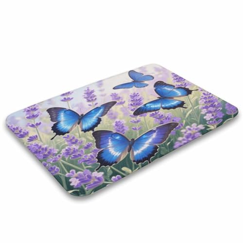Alfombra de baño absorbente y suave con estampado de mariposas para suelo 5