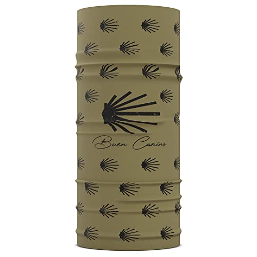 Buen Camino Scaldacollo Multifunzionale – verde oliva/nero, tubolare ultraleggero per il Cammino di Santiago, bandana con effetto rinfrescante, ad asciugatura rapida, senza cuciture, traspirante