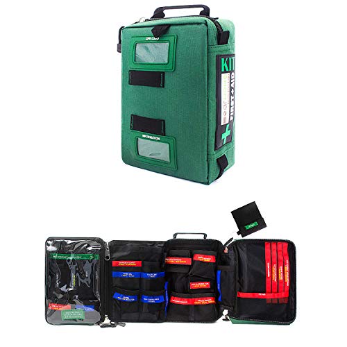 11''x7'' Big Size Survival First Aid Kit Empty Emergency Trauma Bag Medical Kit with Labeled Compartments for Boat Car Camping Hiking Travel & Backpacking