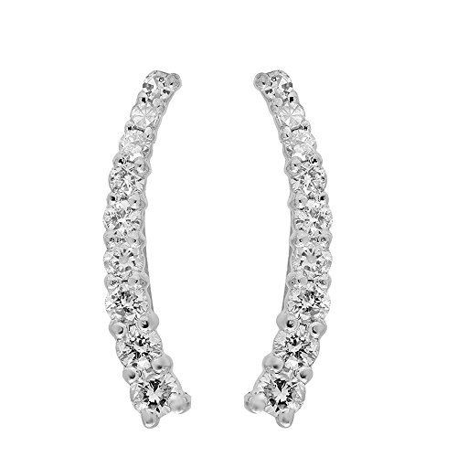 Dazzlingrock Collection 0.25 Carat (Ctw) Round White Diamond Ladies Crawler Climber Earrings 1/4 Ct, 10K White Gold #TOP4