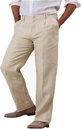 Mens Linen Pants Mens Dress Pants Classic Slim Fit Pants Lightweight Trousers Business Party Wedding