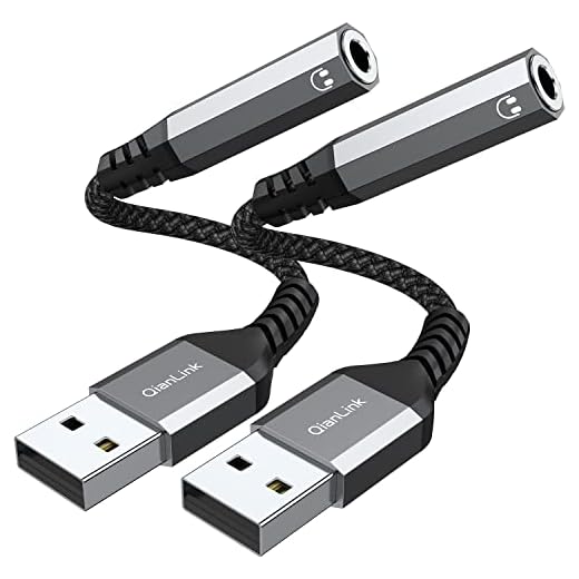 USB to 3.5mm Jack Audio Adapter (2-Pack), USB to Audio Jack Adapter Headset, USB-A to 3.5mm TRRS 4-Pole Mic Female, External Stereo Sound Card for Headphone, Mac, PS4, PS5, PC, Laptop, Desktops