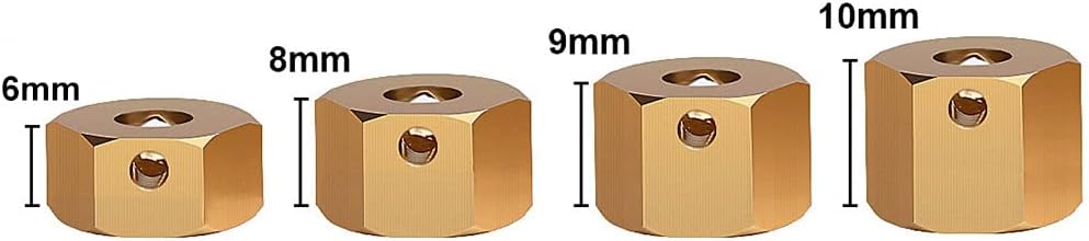 INJORA RC Wheel Hex 12mm 4pcs RC Brass Hex Adapters for 1/10 RC Crawler Axial SCX10 III AXI03007 (10mm)
