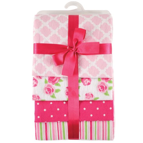 Hudson Baby Unisex Baby Cotton Flannel Receiving Blankets, Pink Rose, One Size