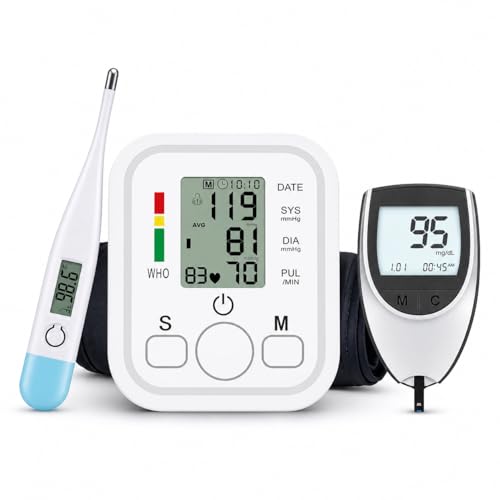 Image of Aika (Combo Pack) AK-555 Automatic Measuring BP Monitoring Machine for Home with Voice Broadcast, Accurate Measurement & AK-33 Blood Glucose Monitor & AK-45 Digital Thermometer (1 Set)
