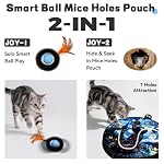 Interactive Cat Toy with Motion Activated Ball & 7-Hole Play Mat, Hide and Seek Exercise Game for Indoor Cats, Automatic Moving Cat Ball in Pouch, Rechargeable Kitten Toys (Starry Night) - Image 2