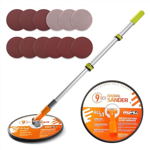 POLIWELL 9 Inch Drywall Pole Sander Extension Pole Sanding Discs