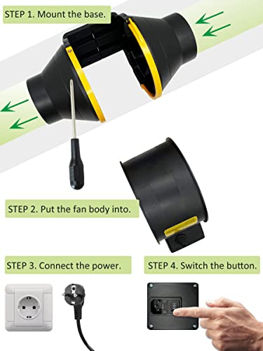 Moonjor Inline kanaalventilator 150 mm 2-versnellingsregelaar, uitlaatventilator met / IEC-aansluiting voor thuis, kantoor, badkamer, groeiruimte (6 inch 107CFM) - Image 7