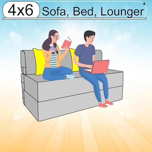 Image of Two-Seater Sofa Cum Bed Foldable Sofa Cum Bed Washable & Zipper |Jute Finish Fabric - Brown | 4' X 6' Feet