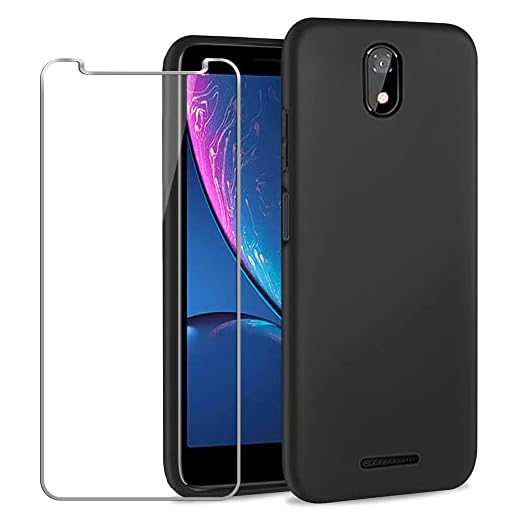 YJROP for Hot Pepper Serrano 3 Case with Tempered Glass Screen Protector Silicone Bumpers Anti-Scratch Shockproof Protective Phone Case Cover for Hot Pepper Serrano 3 A95B A95C A95J (Black)