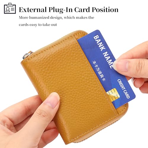 Image of SENDEFN RFID Credit Card Holder for Women Small Leather Zipper Card Case Wallet 15 Slots