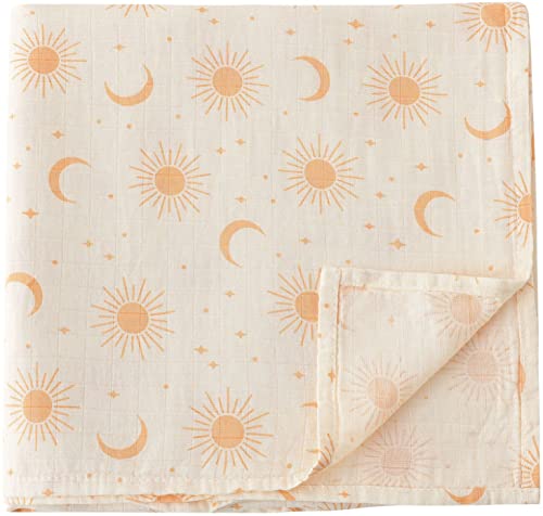 Image of Little Jump Muslin Swaddle Blankets -Boho Baby Blanket Neutral for Boys & Girls- Large 47 x 47 inches,Swaddle Blankets Muslin Receiving Blanket Wrap (Sun & Moon Print)