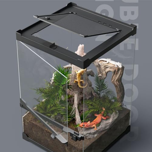 SARUFO Reptile Terrariums Tank (10 PCS) Front Opening Door 8"x8"x12" Amphibian Tank Starter Kit, Suitable for Small Reptiles Such as Geckos, Snakes, Lizards, Chameleons, Serpents