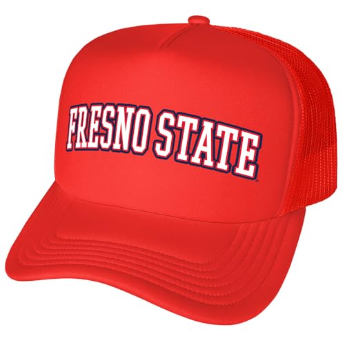 Campus Lab Official Fresno State University Distressed School Name Foam Snapback Trucker Hat - Unisex for Men and Women
