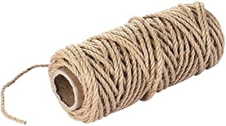 Jute Twine String 4mm Thick 100 Feet Heavy Duty Strong Hessian Jute Rope Natural Brown Garden Sisal Rope for Decoration Garden Crafts and Bundling Parcel Gift