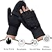 Beurlike Winter Fingerless Gloves Mittens for Women Men Warm Wool Knitted Convertible Flip Top Mittens Cold Weather (Black)