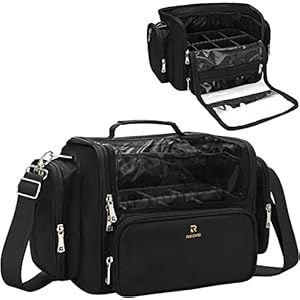 Makeup Brush Bag, Clear Makeup Brush Holder with Lid, Extra Large Capacity Travel Cosmetic Bag Makeup Artist Must Haves, Black Makeup Case, Make Up Organizers and Storage, with Adjustable Dividers