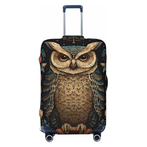 Vintage Owl Flowers And Vines Elastic Travel Luggage Covers Dustproof Scratch-Resistant Suitcase Protector Fit 22-24 Inch