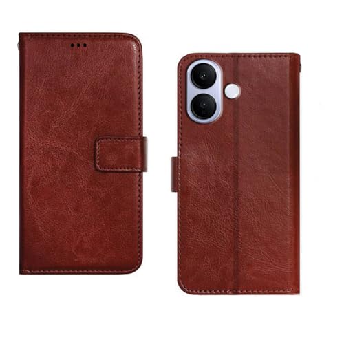 Image of amazon basics Vivo V60 Lite 5G Flip Cover | Card Pockets Wallet & Stand | Flip Cover for Vivo V60 Lite 5G (Brown)
