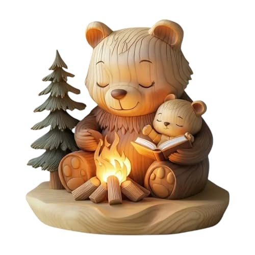 VOYANTE Skulptur Deko Eines Bären, 2D-Flache Schreibtisch Deko für Zuhause, Tierische Holz Deko...