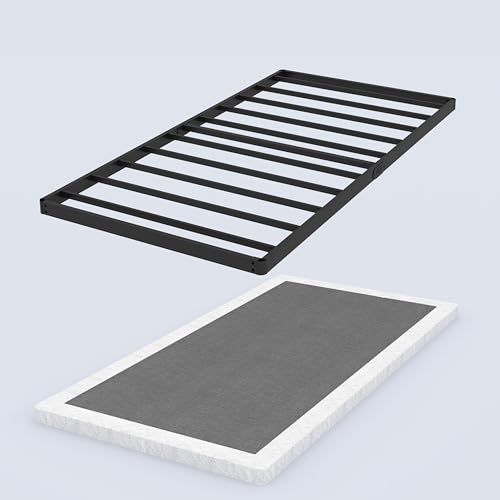 ZASHONT 2 Inch Thin Box Spring for Twin Bed Base - Heavy Duty Metal Mattress Foundation with Fabric Cover Low Profile Twin Box Spring Only Noise Free Easy Assembly