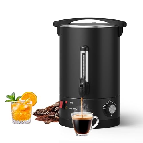 Image of 12L Commercial Coffee Urn - Large Stainless Steel Electric Coffee Maker & Hot Water Dispenser - Double-Wall Insulated Percolator for Parties, Catering, Weddings, and Events - Keeps Coffee and Drinks h