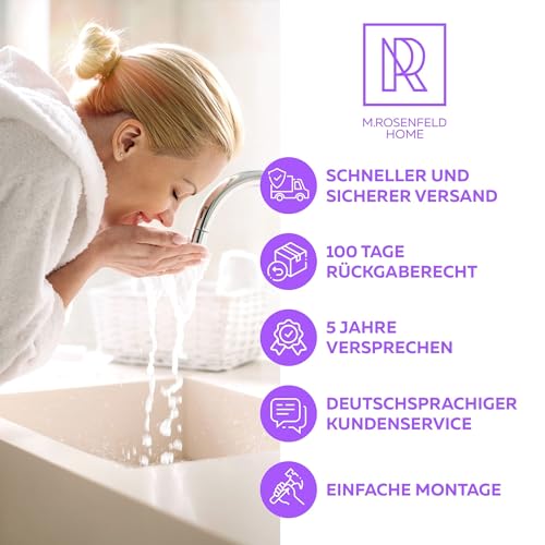 M. ROSENFELD HOME Ablaufgarnitur Waschbecken POP UP mit Überlauf + Universal Röhrensiphon für Waschbecken, Waschtisch Geruchsverschluss aus Messing